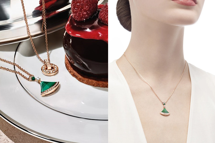 BVLGARI DIVAS' DREAM 18K 玫瑰金手鐲 鑲飾孔雀石及密鑲鑽石元素 HK$43,500